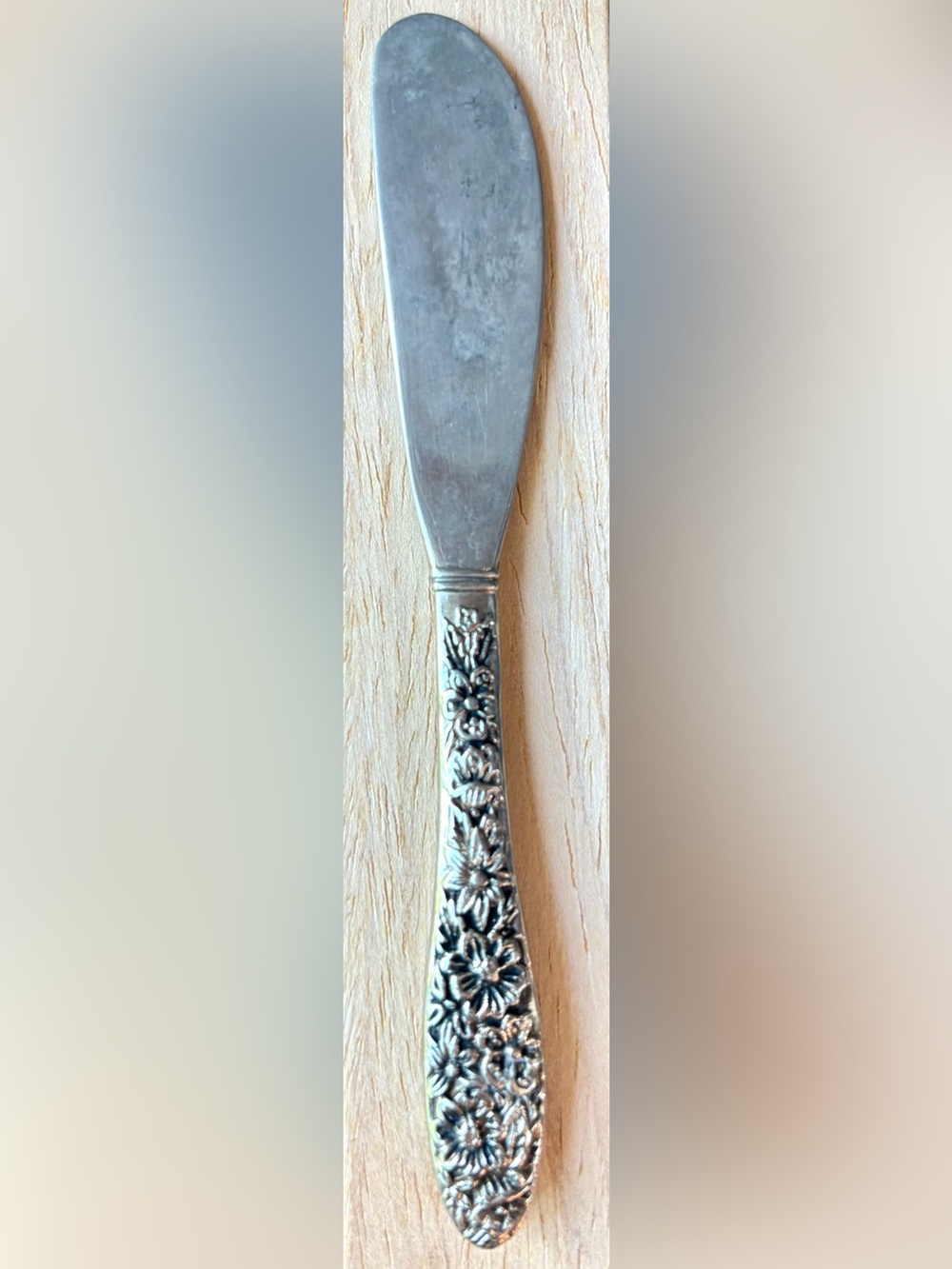 Beautifully Engraved Vintage Silver Floral Butter Knife